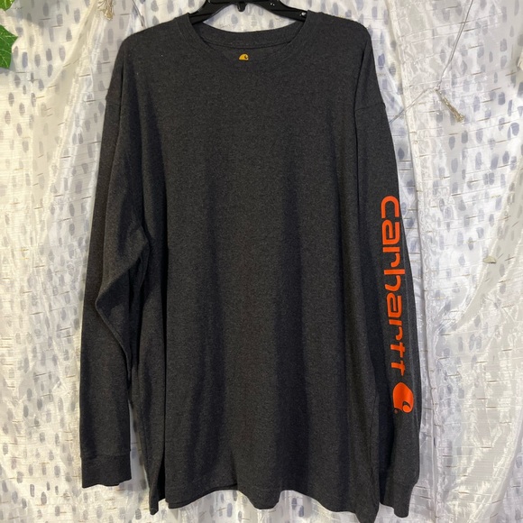 Carhartt Spell out long sleeve gray orange  XL.               11-B - Picture 2 of 4